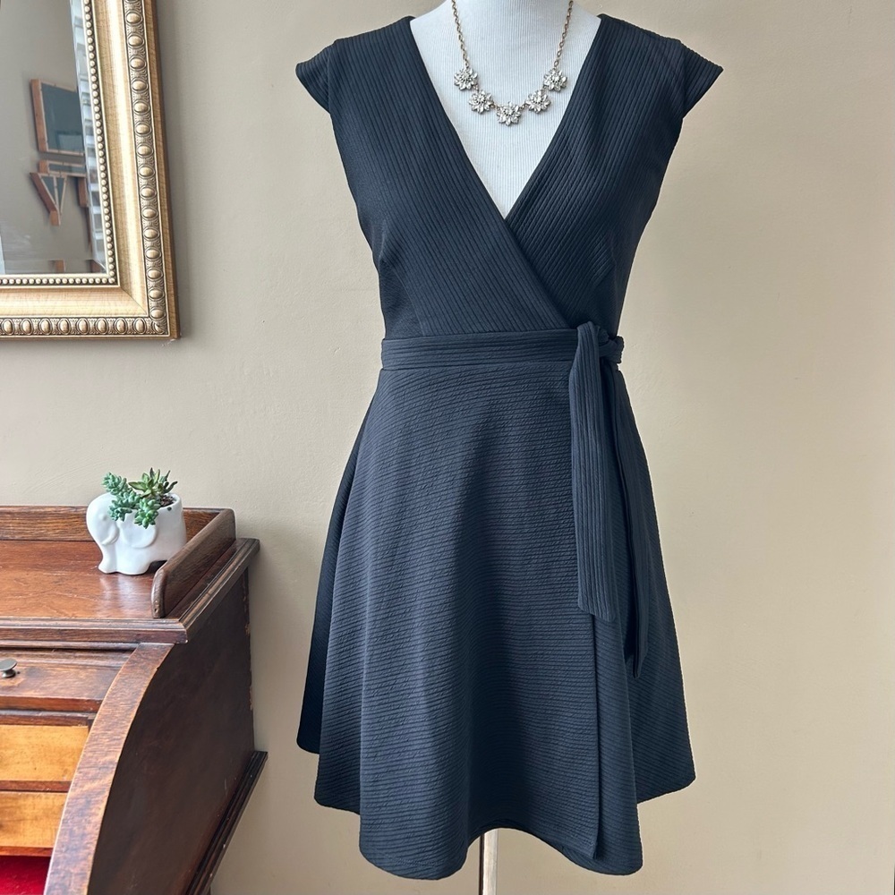 Anthropologie Hutch Ronnie Black Wrap Dress Mini Size XS